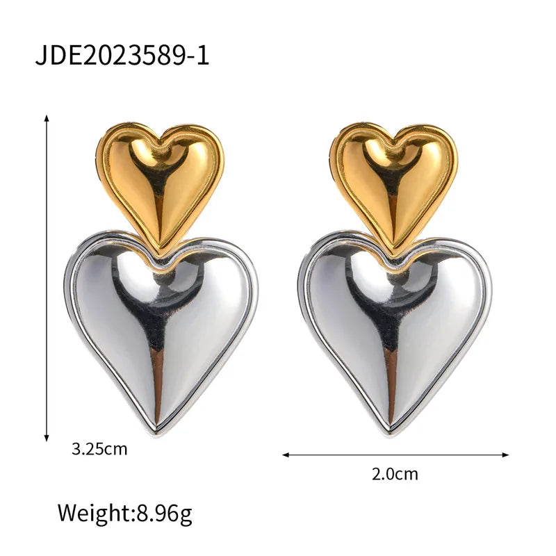ARETES CORAZON DOBLE COMBINADO 3487