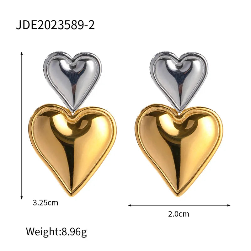 ARETES CORAZON DOBLE COMBINADO 3487