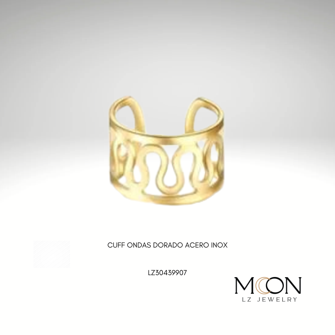 CUFF ONDAS DORADO ACERO INOX