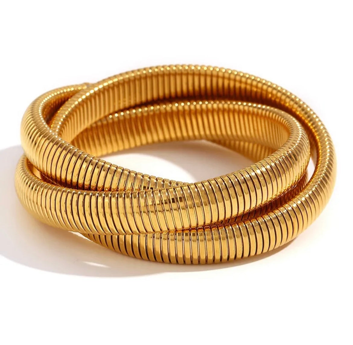 PULSERA TRIPLE DORADA 12 MM ACERO INOX