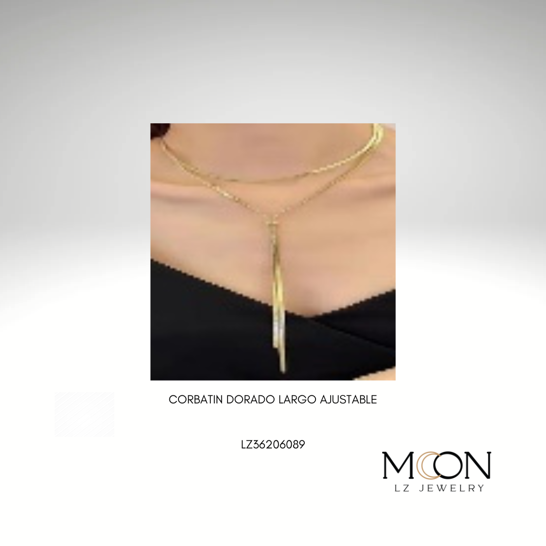 CORBATIN DORADO LARGO AJUSTABLE