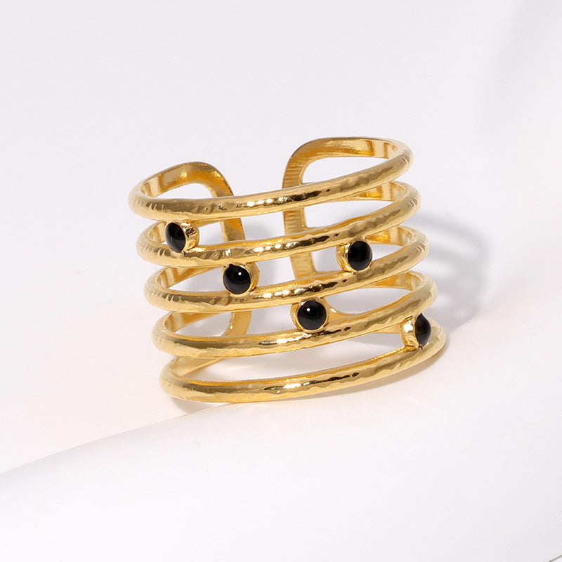 ANILLO 5 LINEAS CON PIEDRITAS DE COLORES