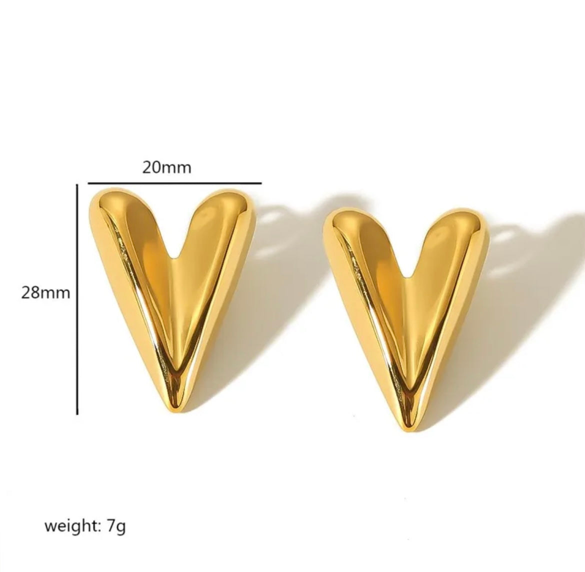 ARETES CORAZON ALARGADOS DORADOS