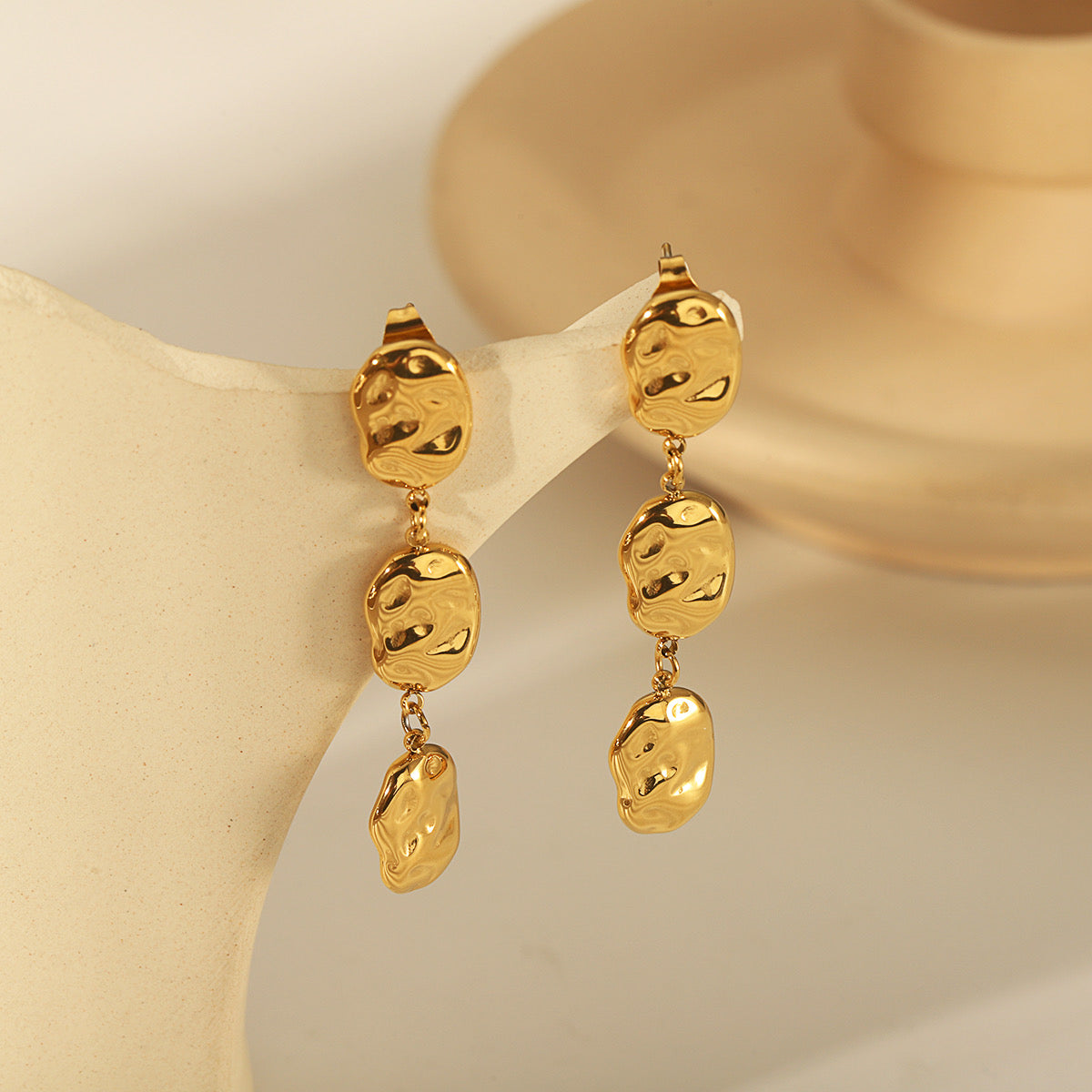 ARETES DORADOS 3 GOTAS ACERO INOX