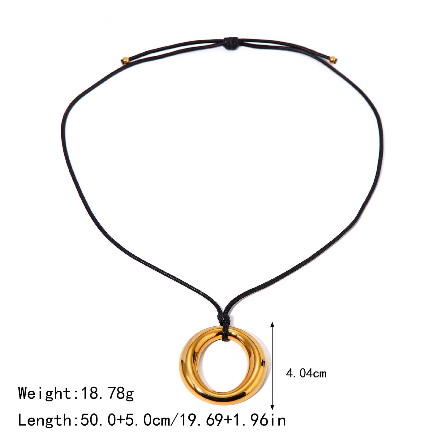 COLLAR NEGRO CON CIRCULO ACERO