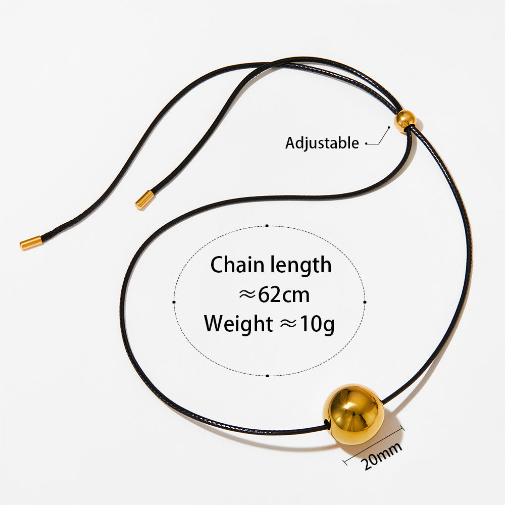 COLLAR NEGRO C/ESFERA ACERO INOX