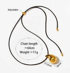 COLLAR NEGRO C/GOTA GDE ACERO INOX