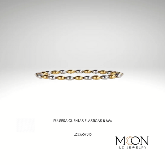PULSERA CUENTAS ELASTICAS COMBINADA 8 MM