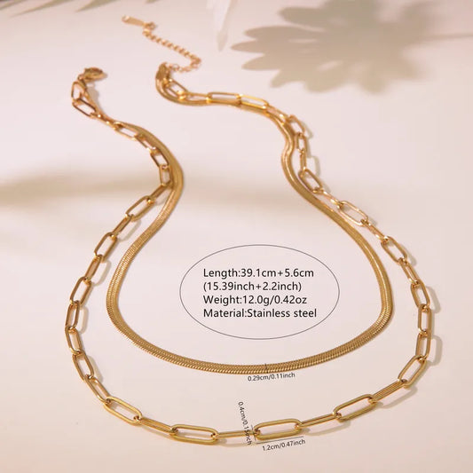 COLLAR DOBLE CADENA/PLANO DORADO ACERO