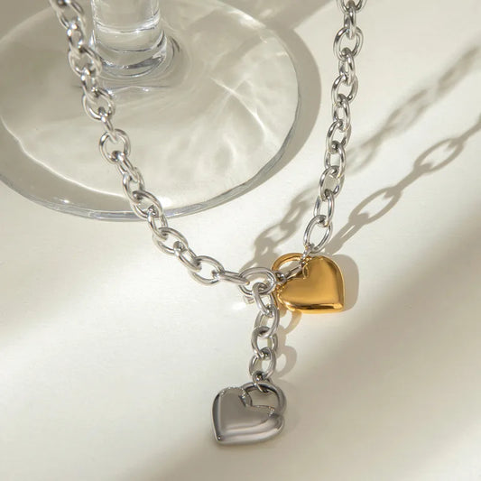 COLLAR PLATA CON DORADO C/CORAZON