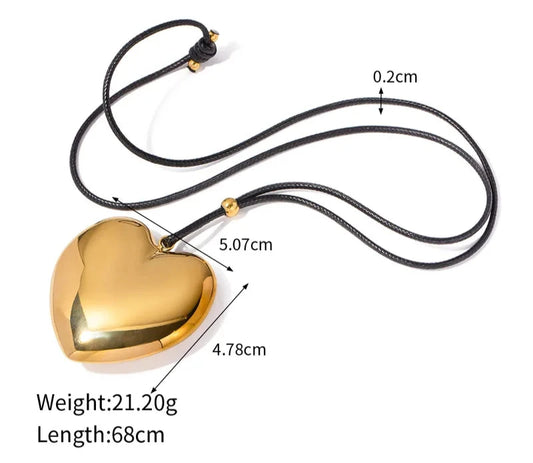 COLLAR NEGRO C/CORAZON DORADO GRANDE