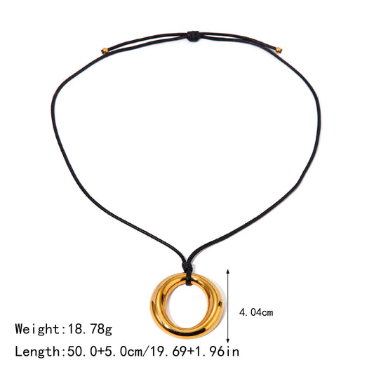 COLLAR NEGRO CON CIRCULO ACERO