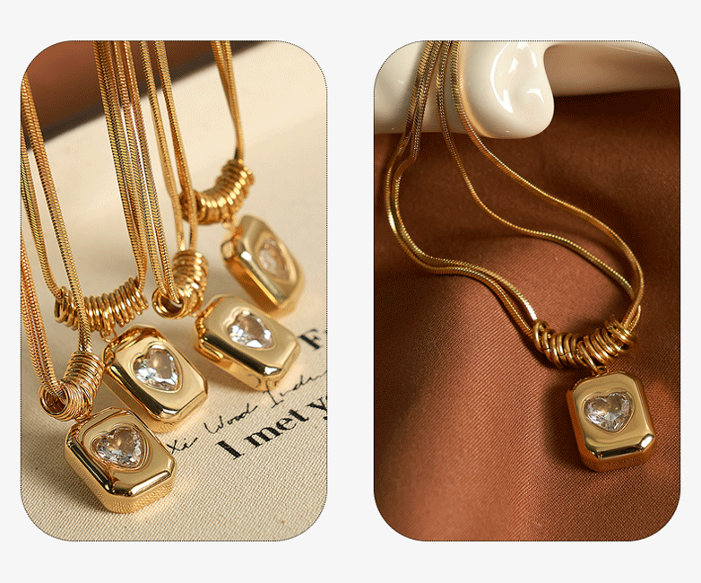 COLLAR CON CUADRO DE DIAMANTE DE CORAZON