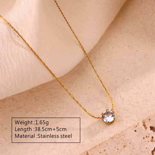 COLLAR CON DIAMANTE REDONDO