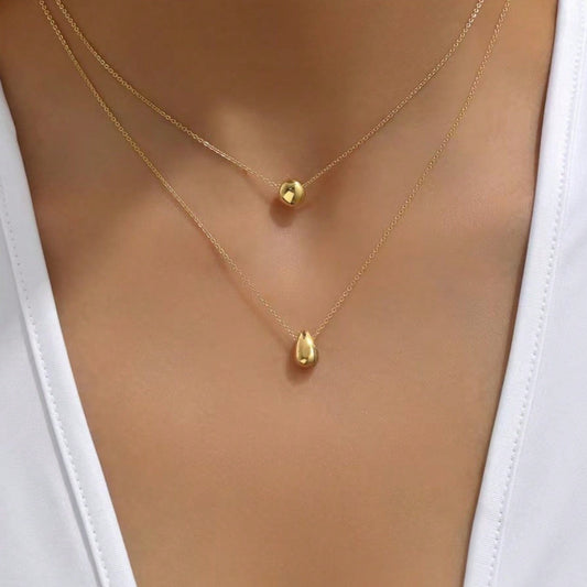COLLAR DOBLE CON GOTA MINI Y BOLITA