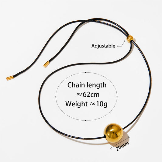 COLLAR NEGRO C/ESFERA ACERO INOX